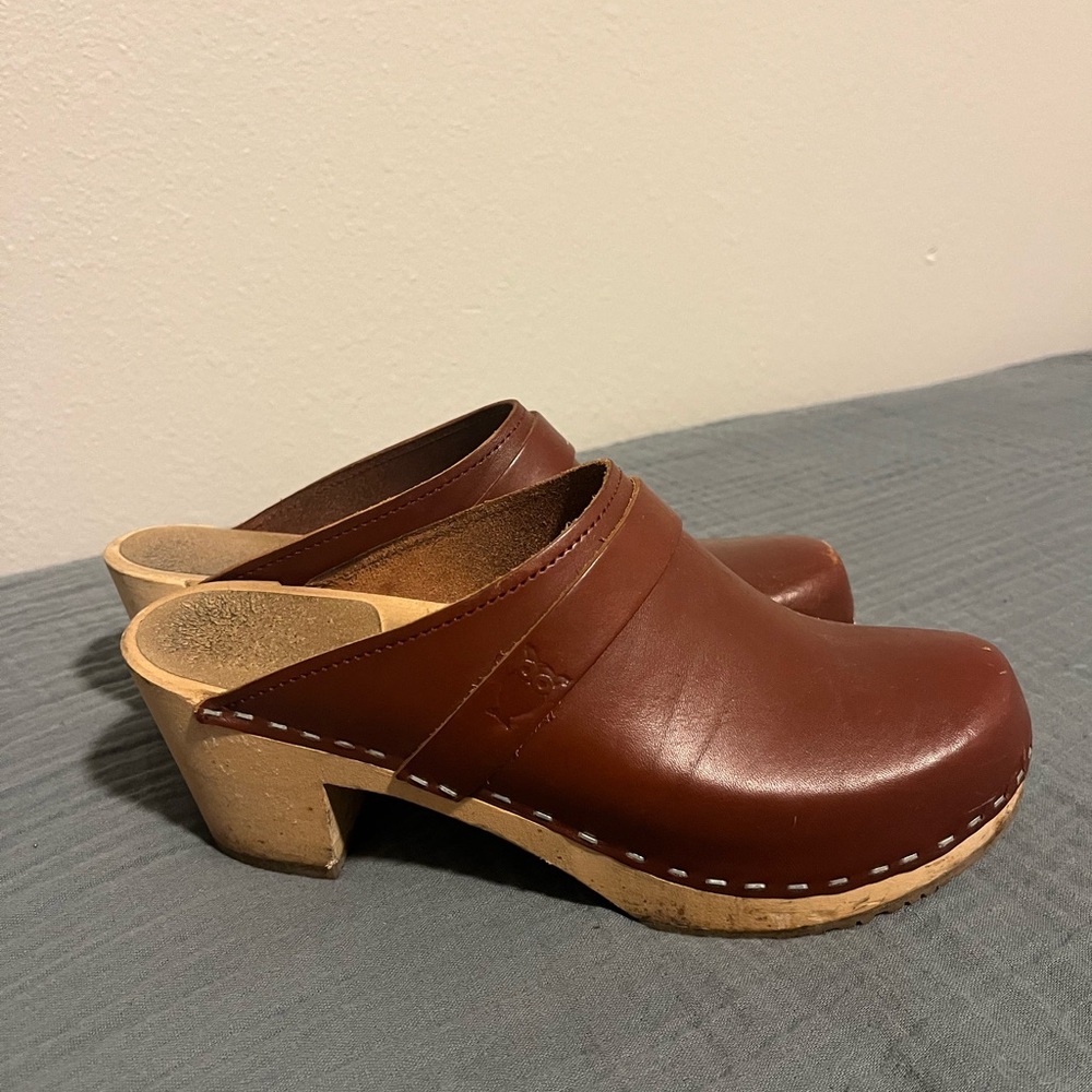 Sandgrens Brown Leather Clogs - image 1